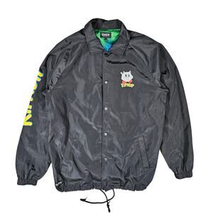 RIPNDIP NERMBY COACH JACKET BLACK - MEN’S SIZE LARGE - RAINBOW CAT GRAPHIC
